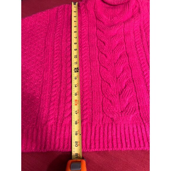 PILCRO Pink Cable Knit Sweater XL Chunky Mock Neck Oversized Cozy Boho Fall Wint - Picture 5 of 12